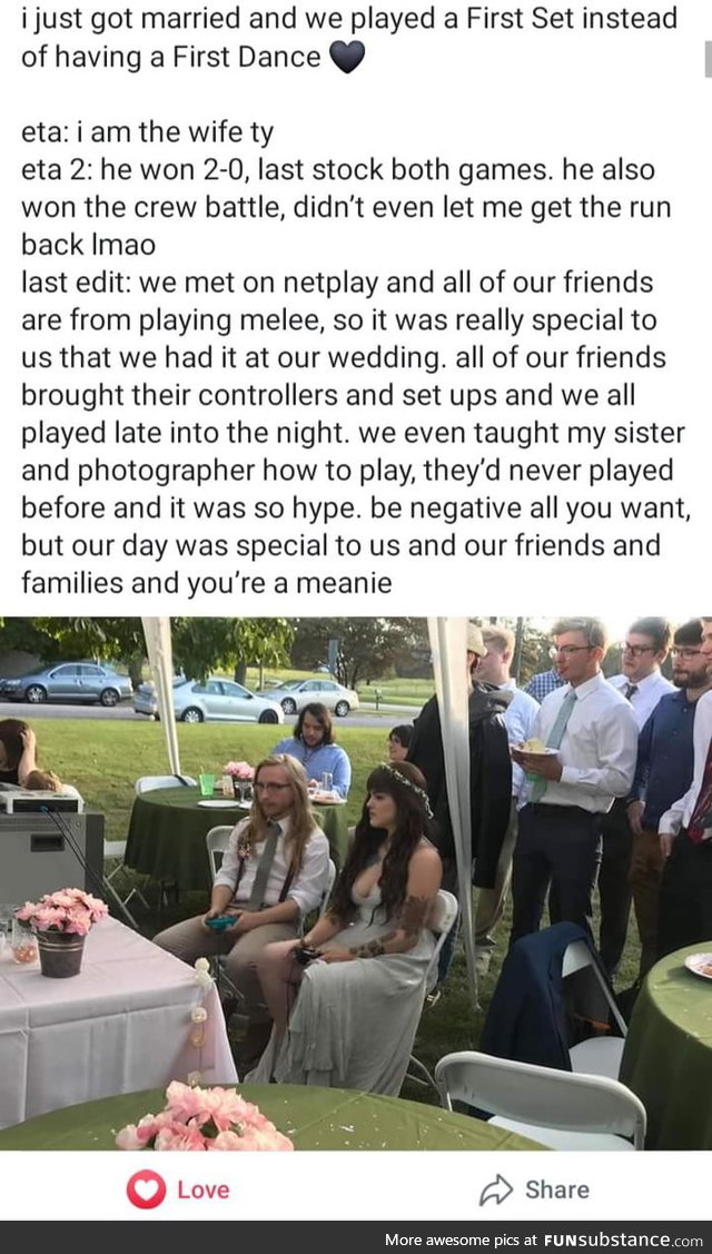 Wholesome smash bros wedding from Facebook