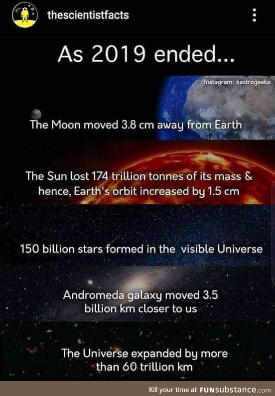 A year in the universe - in numbers