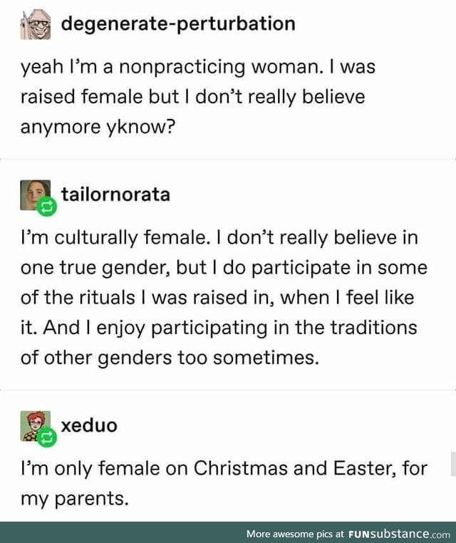 Non-practising gender binary