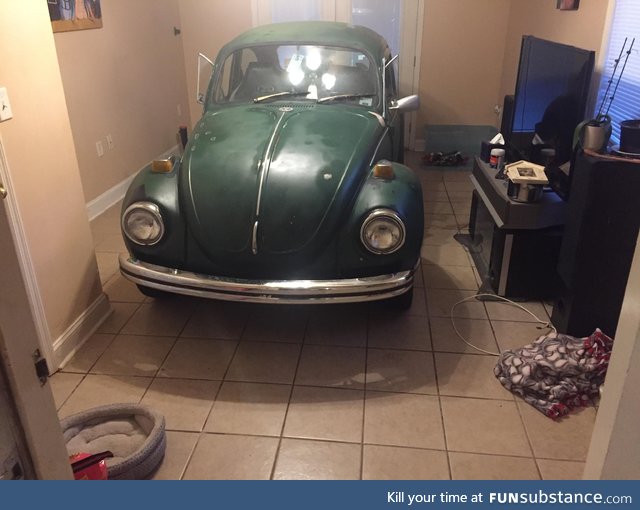 I found out that our Volkswagen fits in the den. Will see what the wife thinks when she