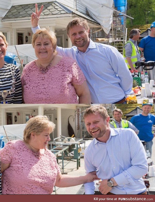 Prime Minister of Norway being infected by the Health Minister