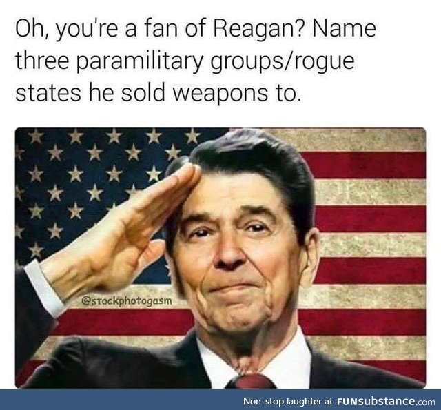 Smh these fake reagan-lovers still owning guns. Don't you know reagan hated guns?