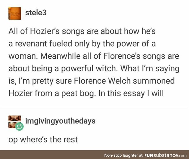 Florence and the Machine summoned Hozier