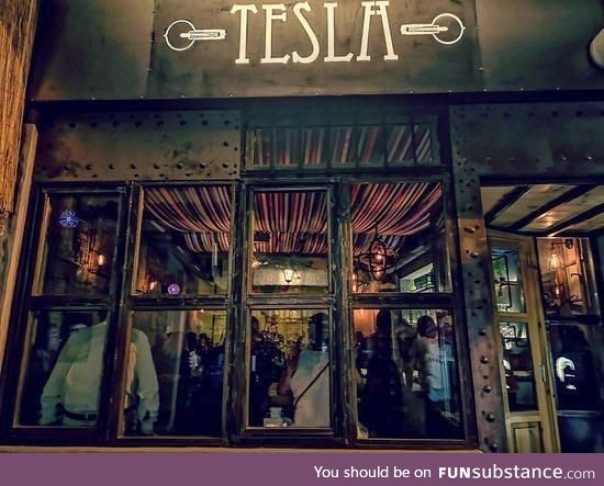 Greece, Skyathos. This bar is called Tesla and the wifi’s password is literally