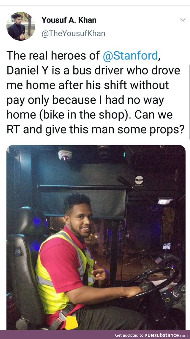 Wholesome bus driver drives student home for free late at night after shift