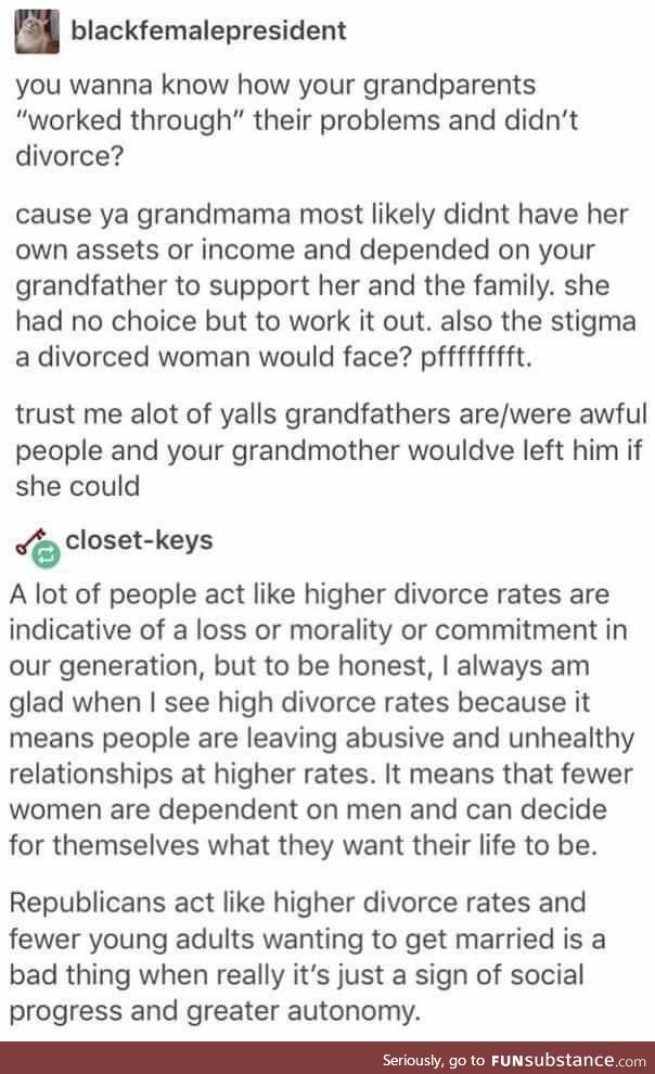 Two sides to divorce rates