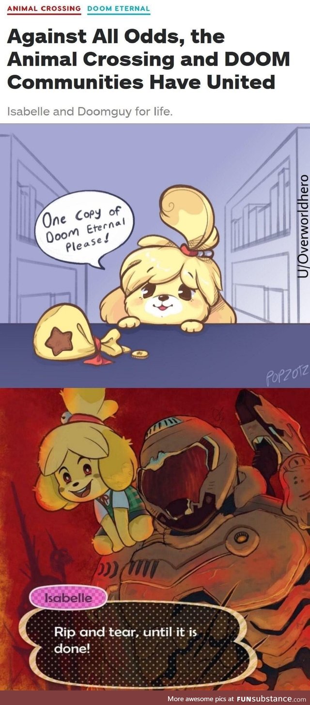 Isabelle as a playable character in the new DOOM