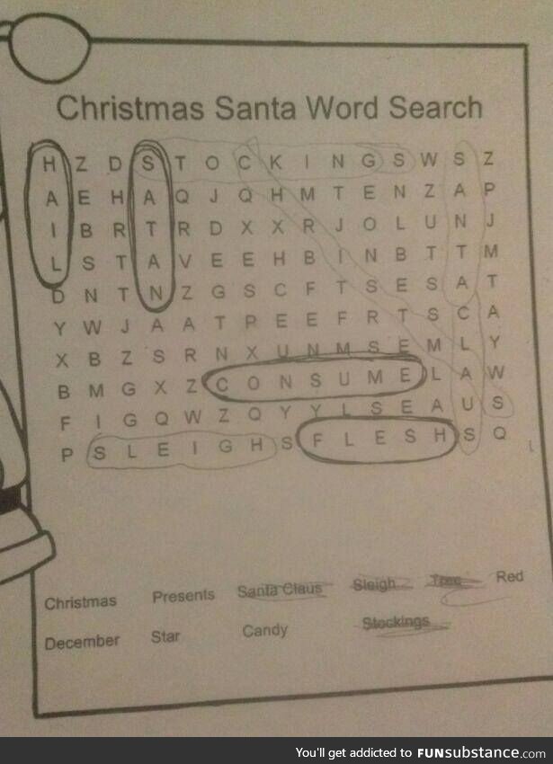A wholesome night working on our Christmas word search: