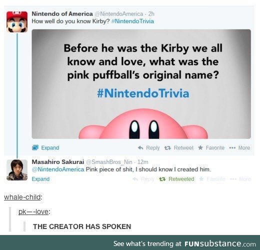 The creator has spoken! [Kirby's Original Name]