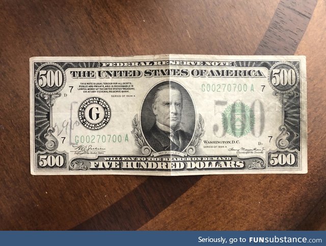My Grandma’s 500 dollar bill