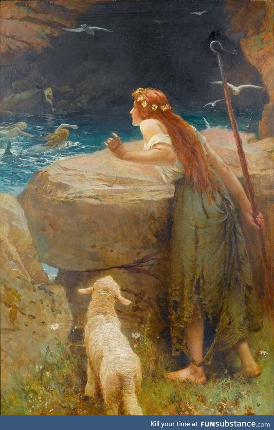 The Shepherdess by English painter Edward Frederick Brewtnall