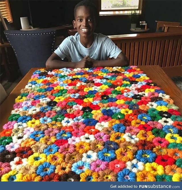 Kid taught himself to crochet and was able to master the craft