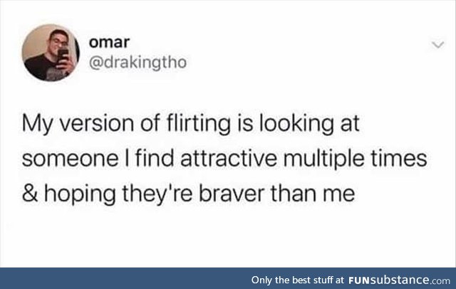 Flirting largely involves awkward eye-contact