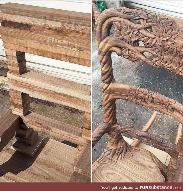 Wooden chair, before and after