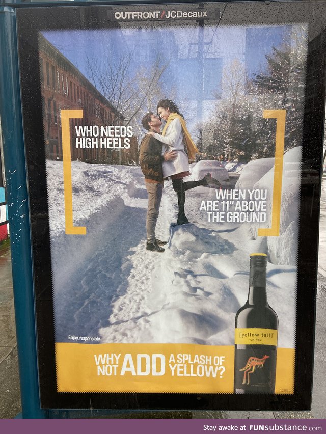 Is this ad for wine asking me to pee in the snow?