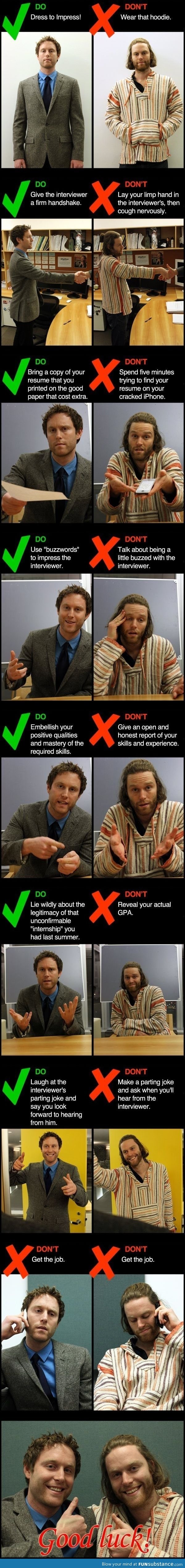 Do and dont's of job interviews