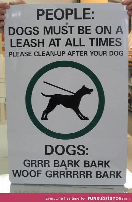 Sign for humans and dogs