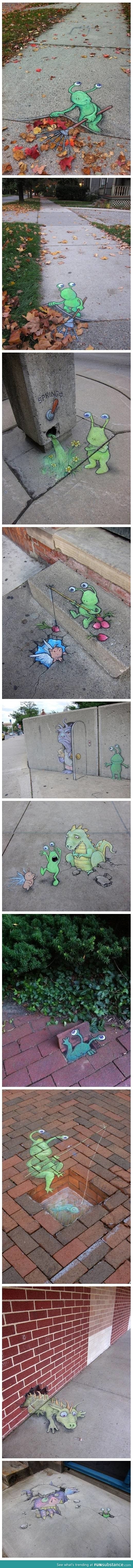 Awesome chalk art by David Zinn