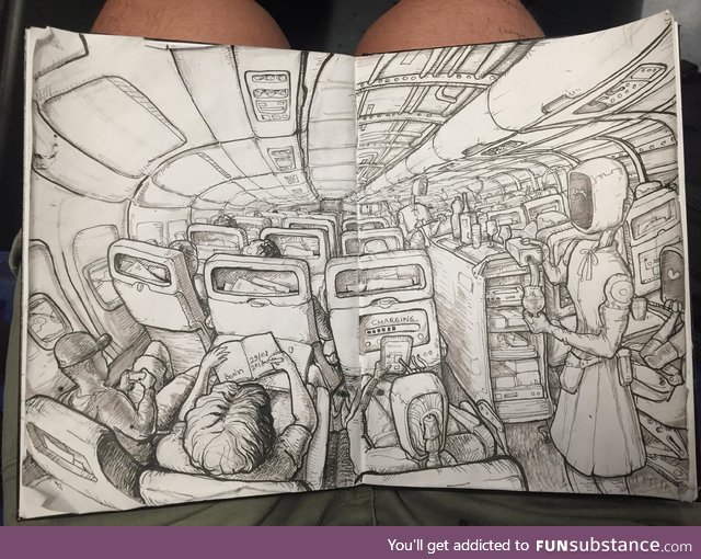 My sketch when I was on the flight from Majorca to Berlin, September 2018