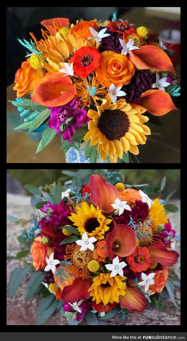 A guy asked me if I can recreate his wife wedding bouquet from paper so he can gift it to