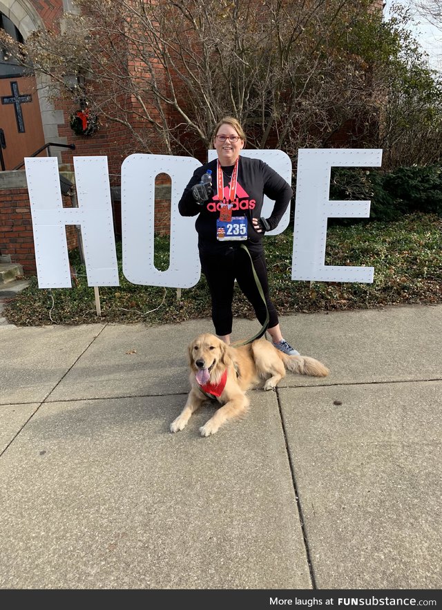 Asked my husband to take a photo of me in front of an inspirational sign after my first