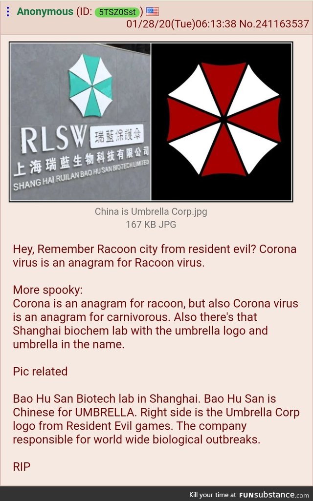 Anon realizes Resident Evil is Real Life