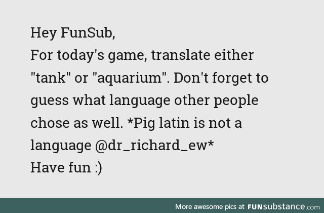 Fishy Fun Day #38: Language Game Edition