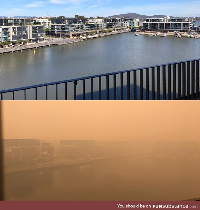 What my apartment view should look like vs what it's looked like the past couple weeks