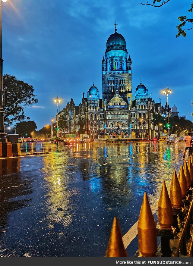 Victoria Terminus, Bombay, India after a light shower