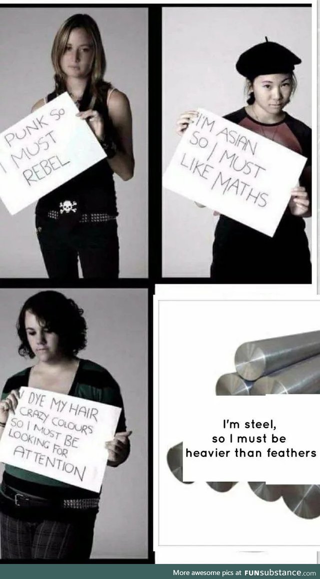 Cause steel is heavier than feathers