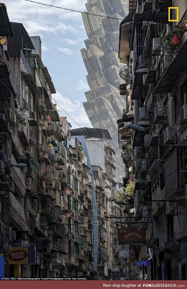 The Hotel Grand Lisboa Viewed from the streets of Macau