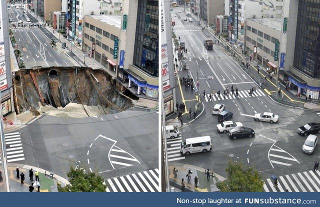 It took Japan 2 days to fix the sinkhole