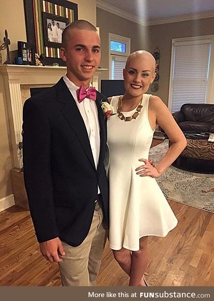 Teen Shaves head to match Homecoming date undergoing radiation