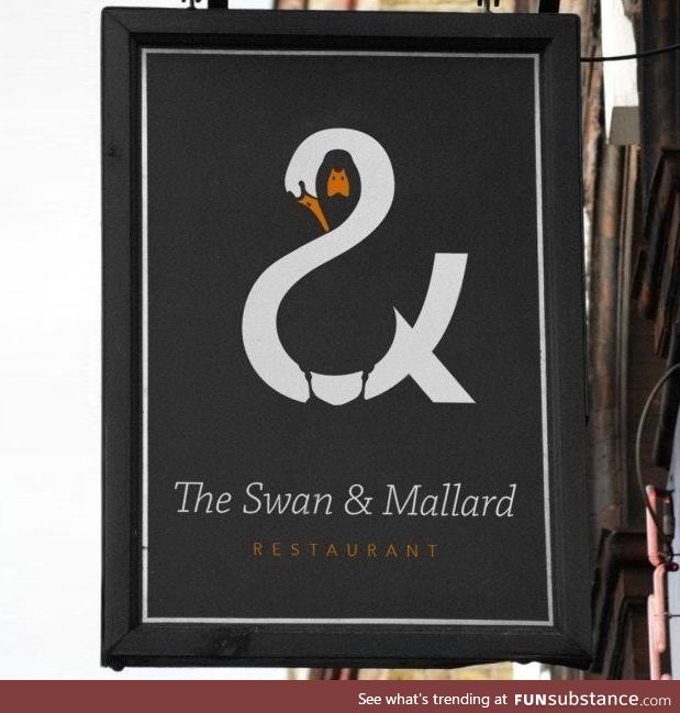 Swan and Mallard sign. Brilliant design