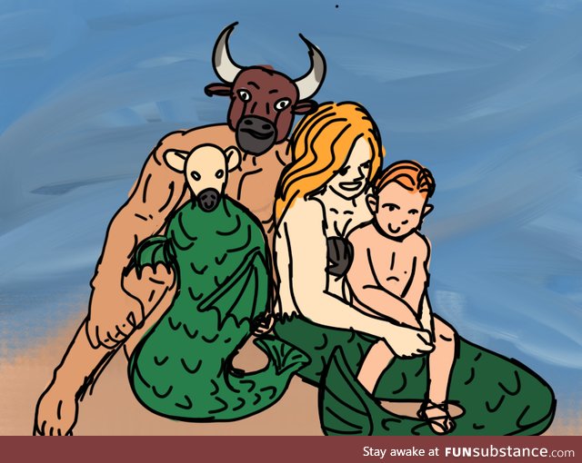 Mermaids and Minotaurs can have a normal human kid