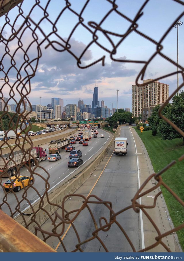 Chicago skyline through the fences