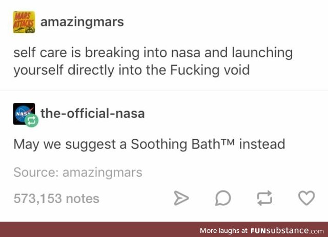 NASA has a suggestion on self-care
