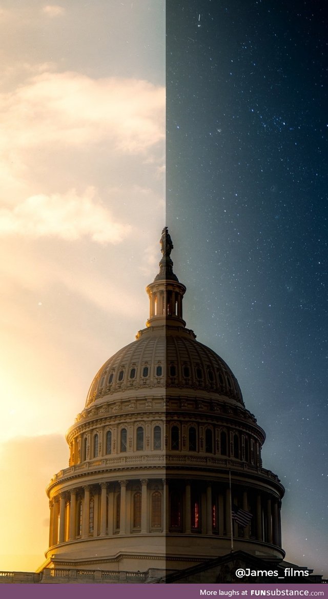 The US Capitol day vs night. This is part of a new style I'm working on where I contrast
