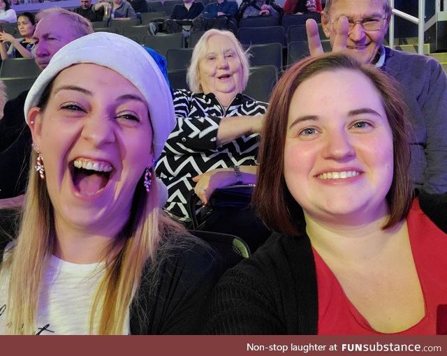 Photo bombed at the Celine Dion concert by the cutest old man