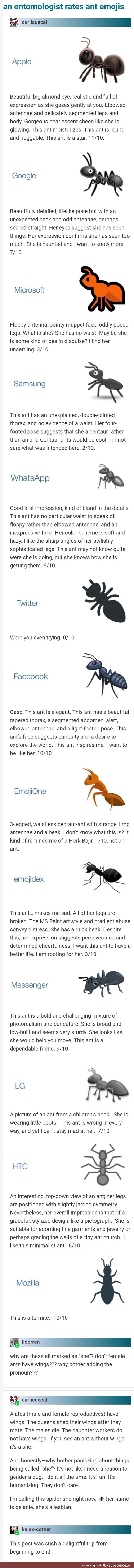 Entomologist Rates Emoji Ants [does this make them an Antomologist?]