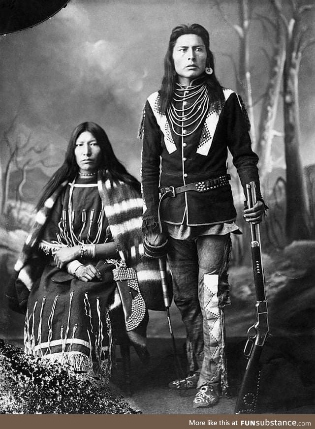 First Nations (Blackfoot - Siksika Nation) man and his wife - 1886