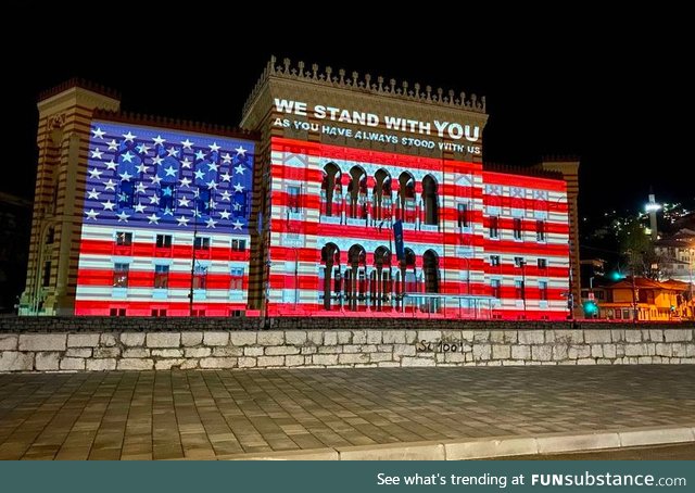 Sarajevo, Bosnia shows support to USA in these hard times