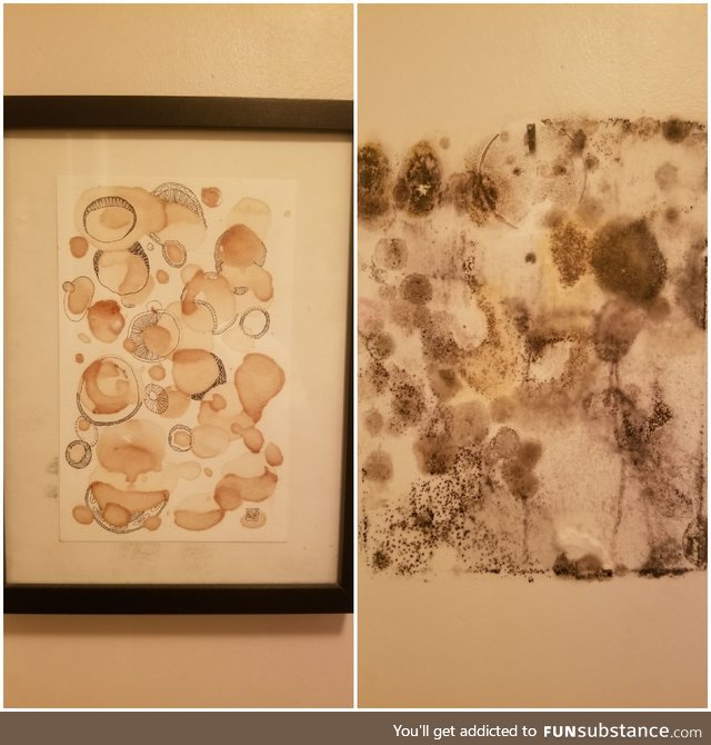 The mold behind my sisters painting looks like my sisters painting