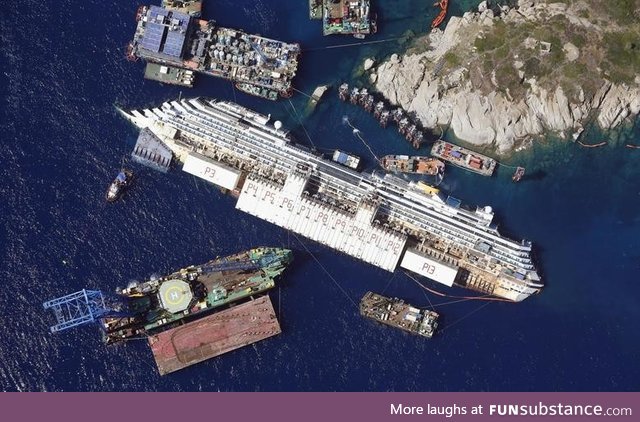 Overturned costa concordia cruise ship