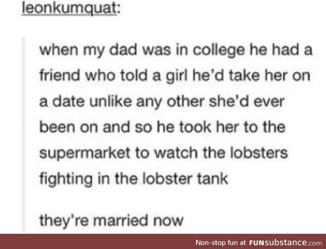 Lobster fights are an acceptable first date, allegedly