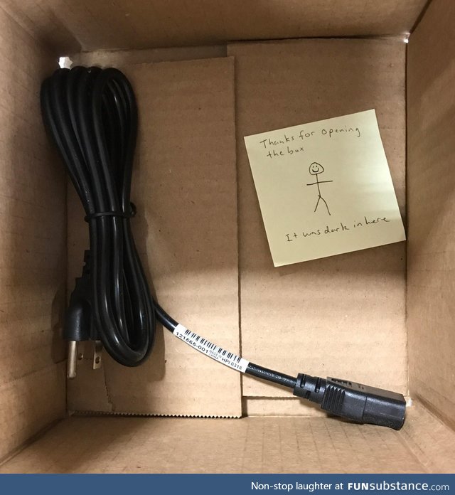 Had to send a user a new monitor power cord. Decided to leave them a surprise in the box