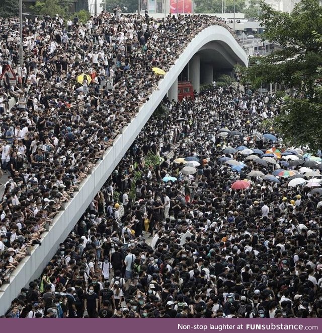 Massive amounts of protesters pour into Hong Kong