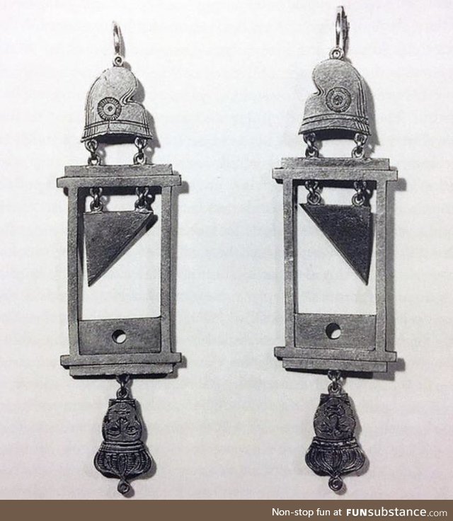 Guillotine earrings were very popular during The Reign of Terror in France, or so it's
