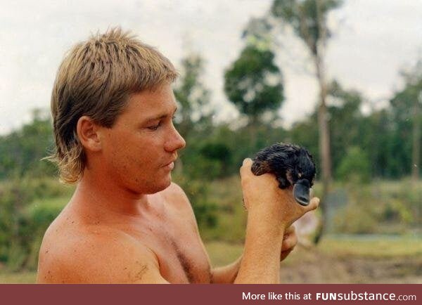 Steve Irwin examining one of Gods’ whoopsies, circa 1985