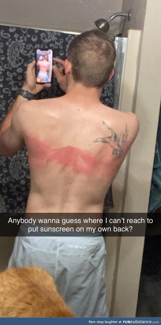 Put sunscreen on my own back. May have missed a spot